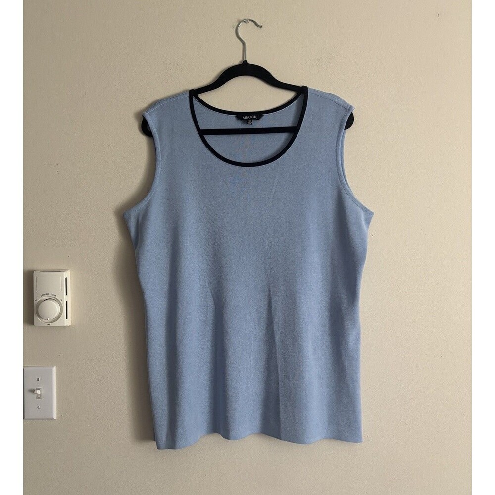 Misook Womens 0X XL XXL Plus Size Sleeveless Knit Top Blue‎ Black Office Preppy